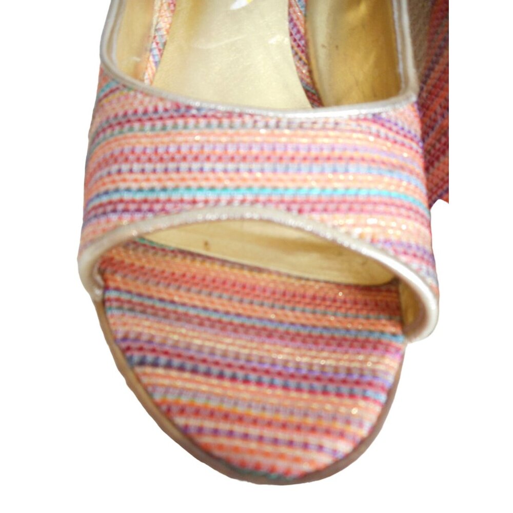 Nine West Womens Willow Multi color Slip On Open Toe Wedge Shoes Sz 8 M - Picture 3 of 11